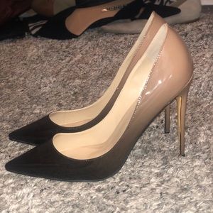 Tan to black ombré heels.